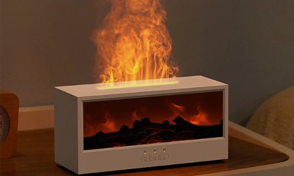7 Color Flame Fireplace Diffuser Humidifier for Home Office Room