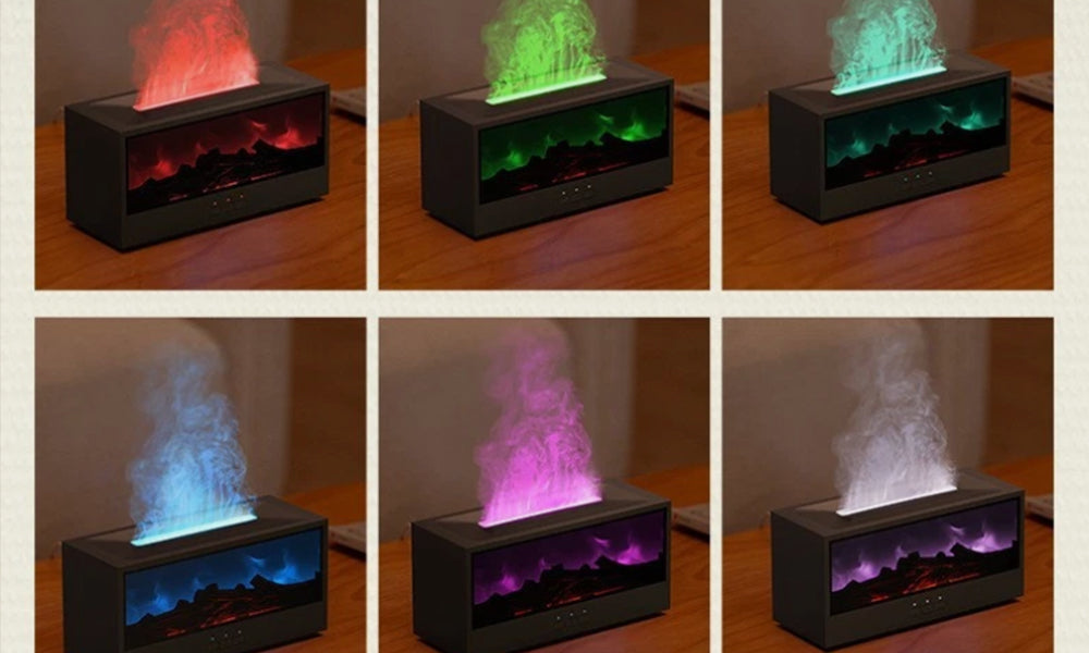 7 Color Flame Fireplace Diffuser Humidifier for Home Office Room