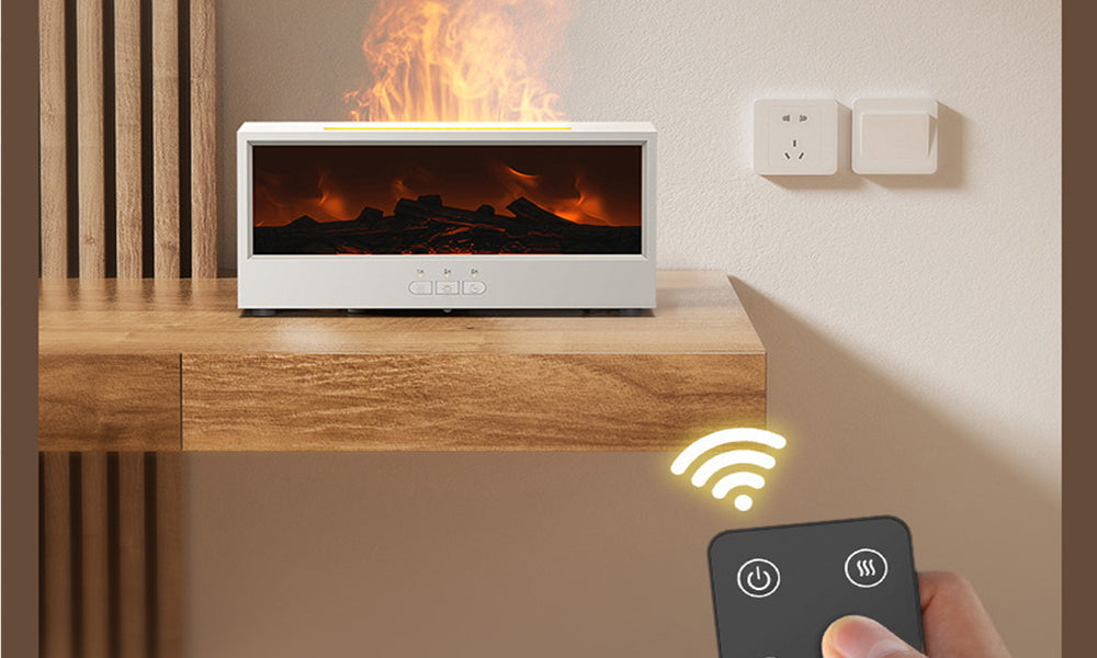 7 Color Flame Fireplace Diffuser Humidifier for Home Office Room