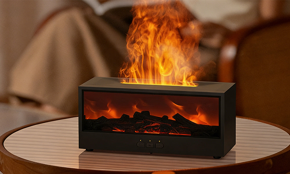 7 Color Flame Fireplace Diffuser Humidifier for Home Office Room