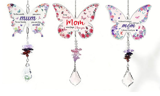 3Pcs Buttefly Suncatcher for Mum Hanging Decoration Mothers Day Gift