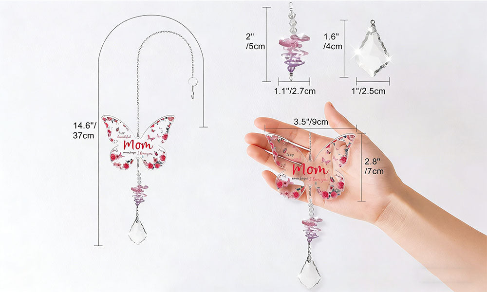 3Pcs Buttefly Suncatcher for Mum Hanging Decoration Mothers Day Gift