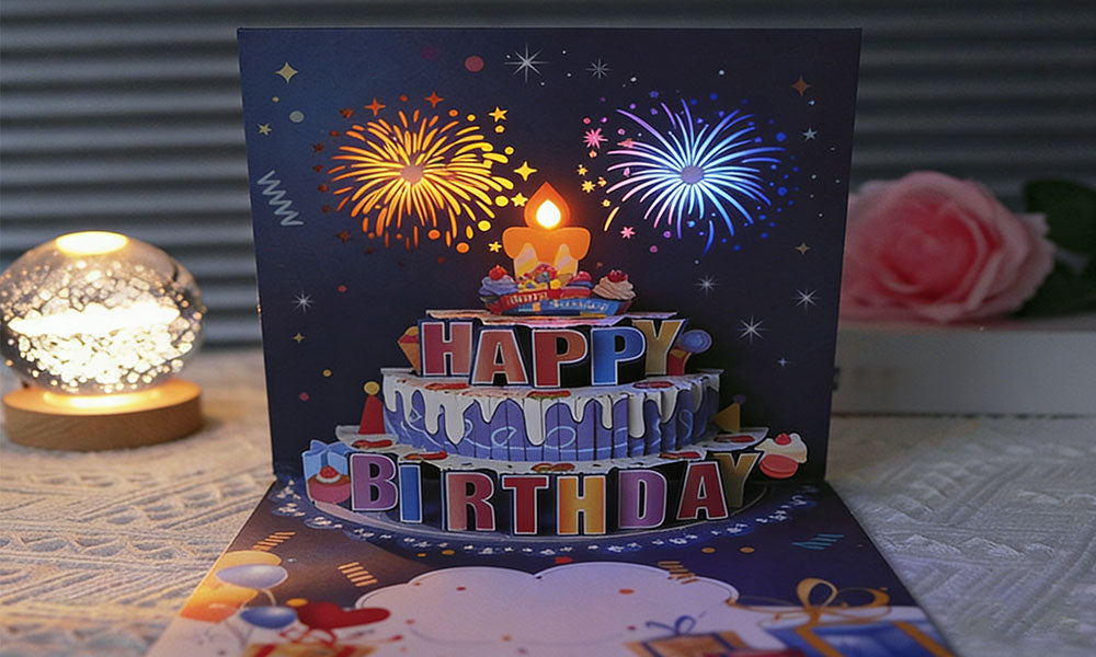 Pop-Up 3D Birthday Card with Lights and Sound