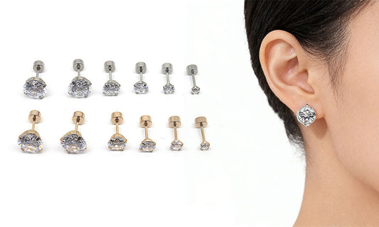 6/12 Pairs Stud Earrings 6 Sizes Earring for Every Look