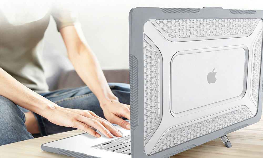 Matte Frosted Hard Shell Protective Case for MacBook Pro 14 Inch with Shockproof Protection and Foldable Stand