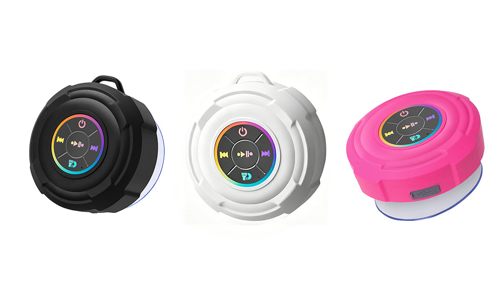 Portable LED Bluetooth Speaker Splash Resistant for Shower Bathroom Outdoor