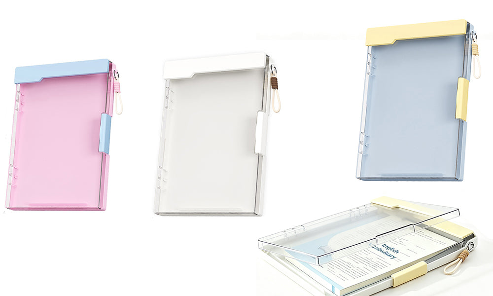 2 in 1 Clipboard File Box with Transparent Cover and Pen Slot