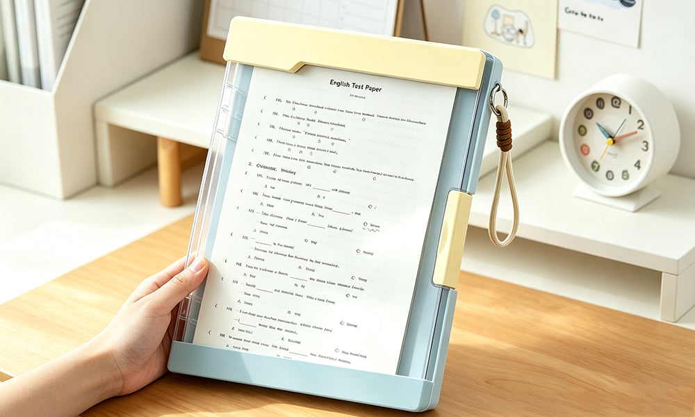 2 in 1 Clipboard File Box with Transparent Cover and Pen Slot