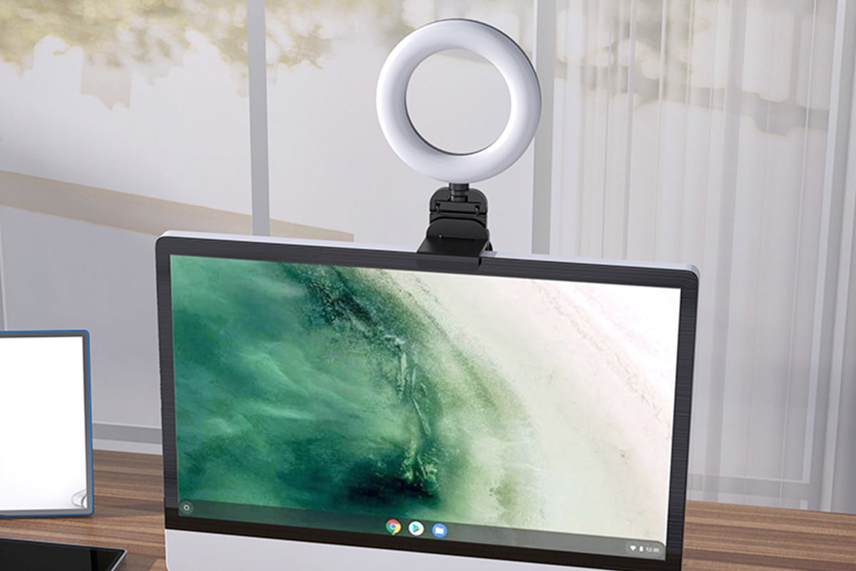 Ring Light with Stand for Desk Clip On LED Selfie Light Desktop for Zoom Meeting