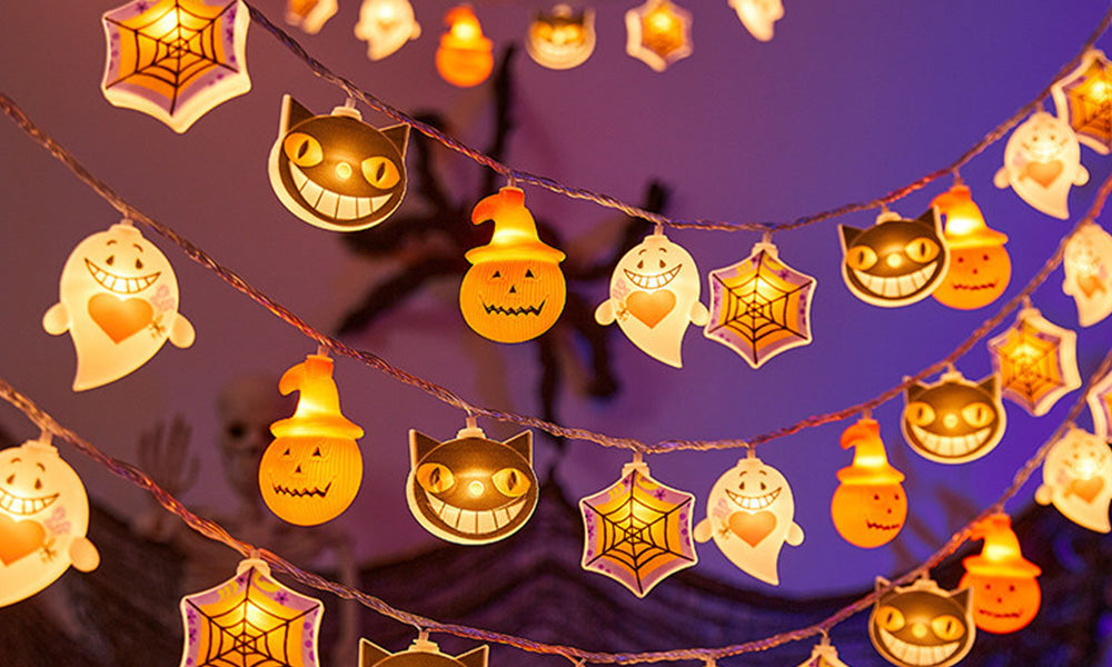 USB Halloween Ghost LED String Lights 4 Point 5m 30 Bulbs Decoration