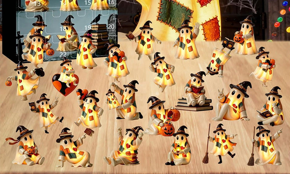 24 Day Halloween Ghost Countdown Calendar 2D Acrylic Collectible Decorations