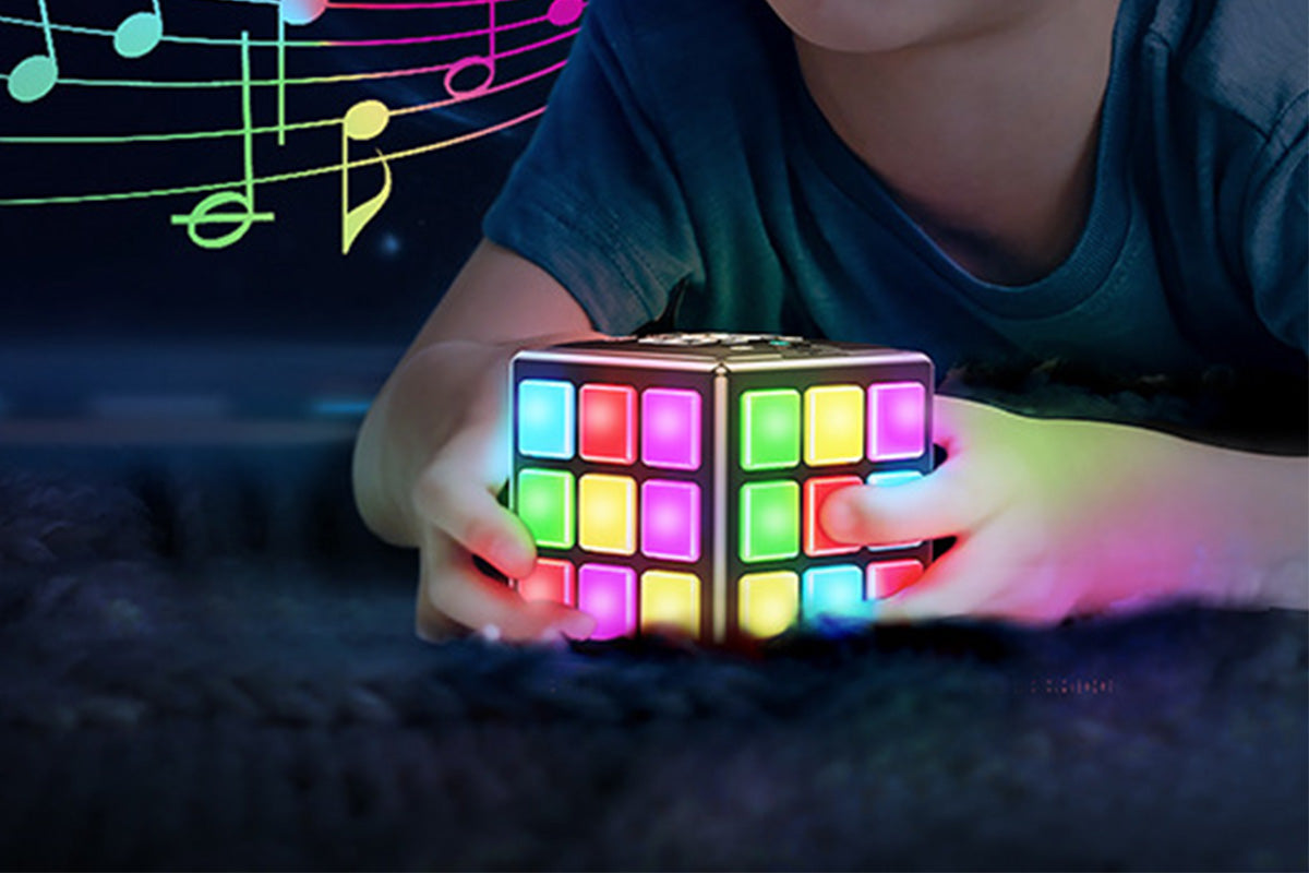 Rechargeable Game Handheld Cube 15 Fun Brain and Memory Games with Score Screen for Kids Teens