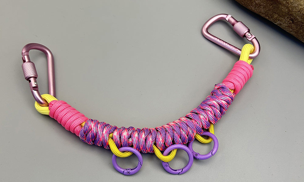 3 PCS Handwoven Paracord Backpack Gear Hanger Chains with Carabiners