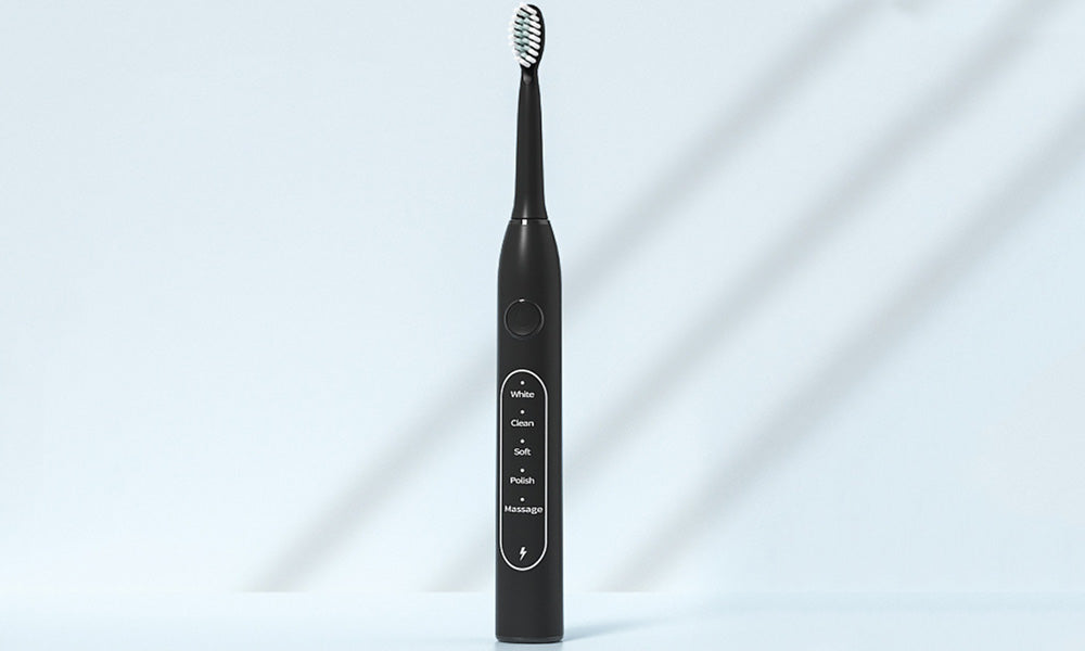 Sonic Electric Toothbrush with 8 Replaceable Wave-Shaped Soft Brush Heads for Oral Care