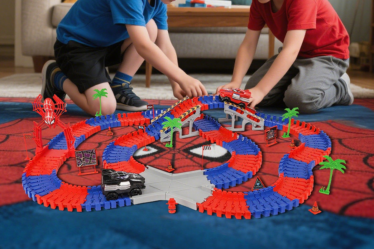 212Pcs Set Spider Race Track Toys for Kids Christams Birthday Gift