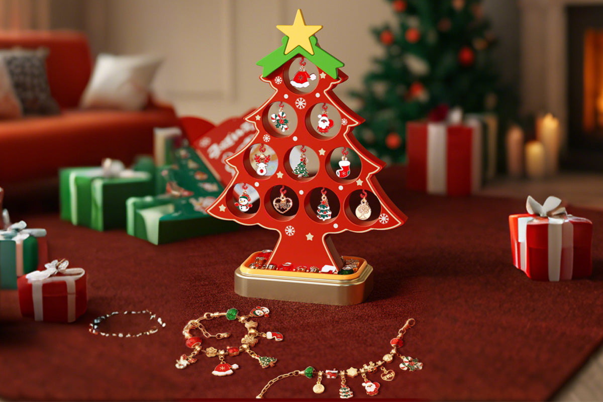 Christmas Bracelet Advent Calendar DIY Jewelry Blind Box with Christmas Tree for Girls Gift