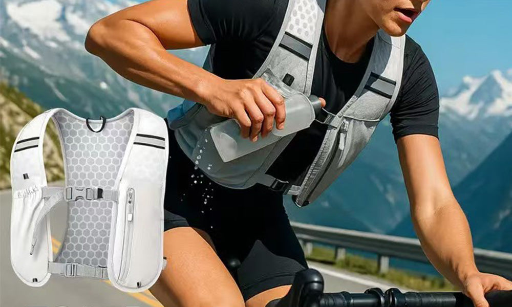 2Pcs Multi-Pocket Running Vest with Reflective Strip Cycling Run Backpack