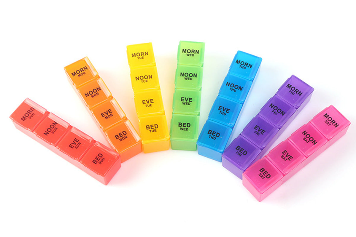 Weekly Pill Organizer Individual Medicine Containers for Vitamins Supplements