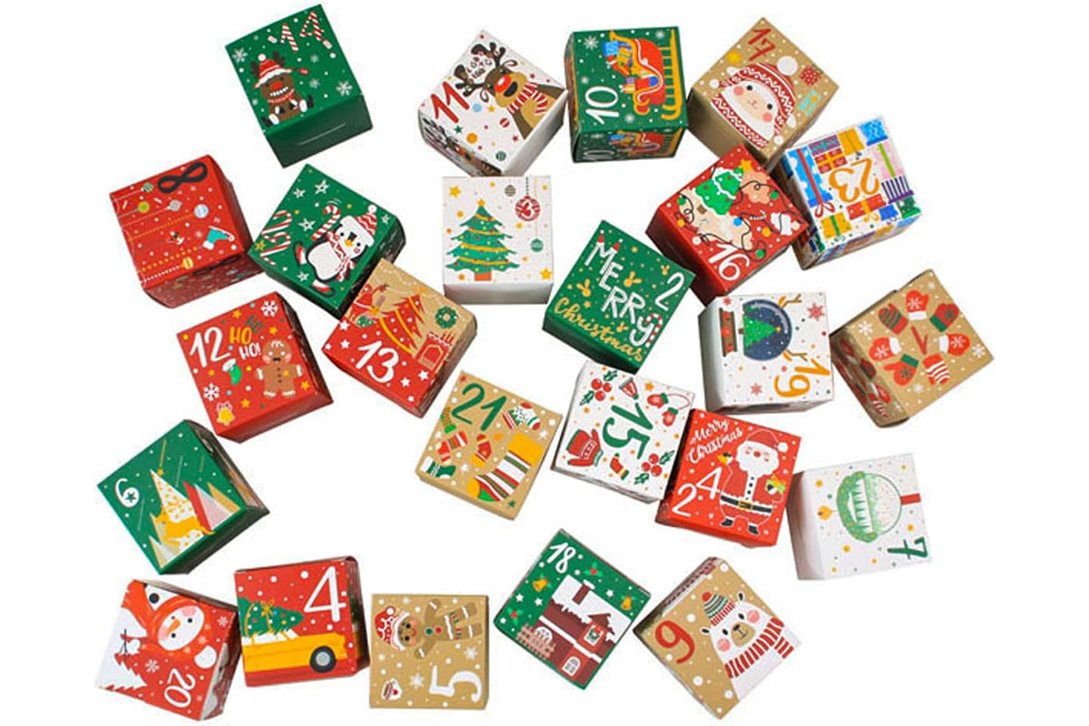 24Pcs DIY Christmas Theme Packing Box for Candy Make Your Own Advent Calendar