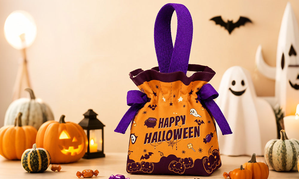 5 PCS Halloween Pumpkin Canvas Candy Gift Bags