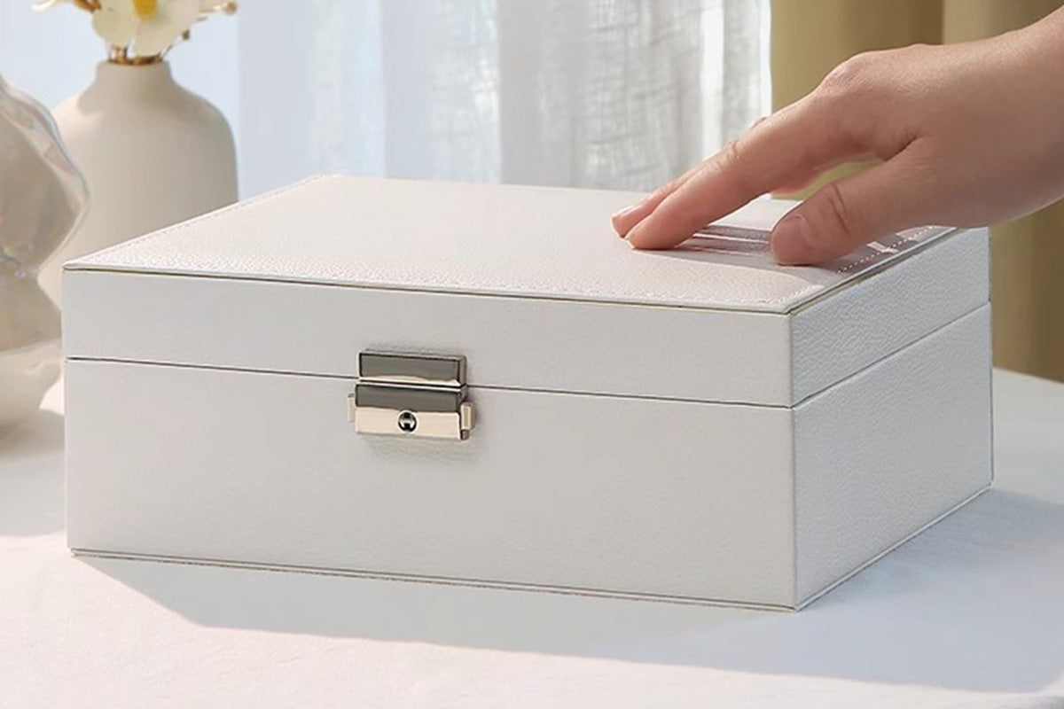 Jewellery Organiser Case Box Holder Storage Earring Ring Display with Lock and Key