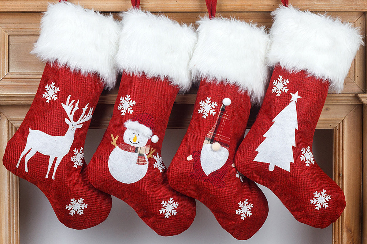 4Pcs Christmas Stocking With Lights Pendant Sock for Home Party Decor