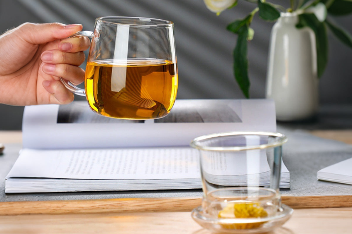 Glass Tea Cup with Infuser and Lid Borosilicate Tea Mug for Loose Leaf Tea