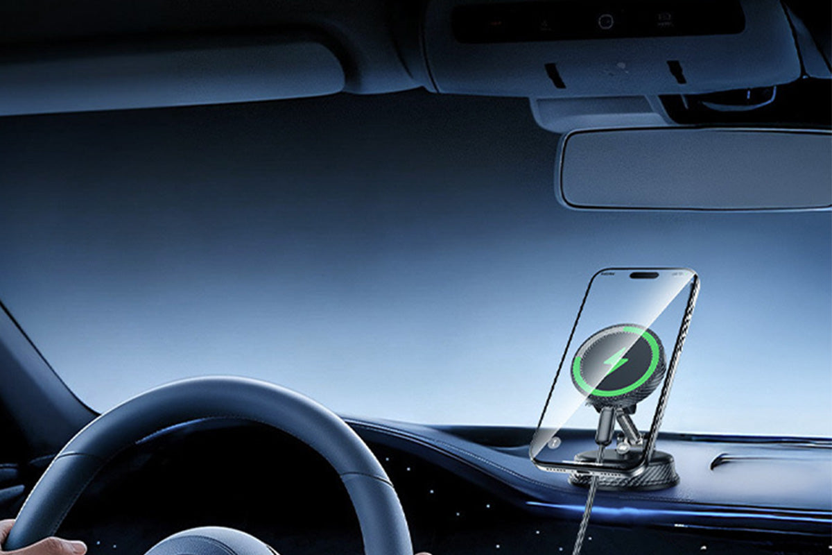15W Magnetic Car Charger Vacuum Suction Foldable Phone Mount for Dashboard