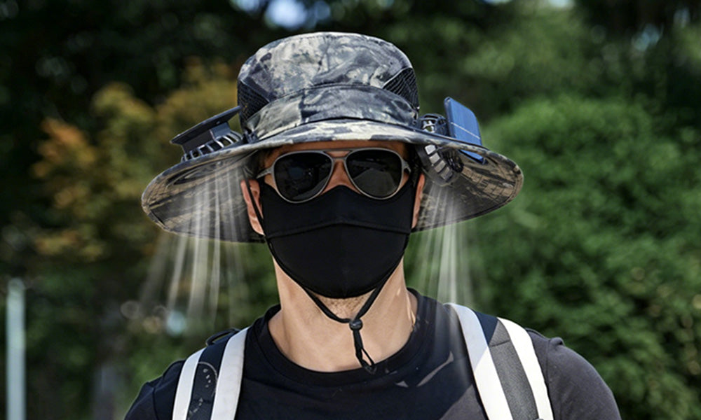 Solar Fan Hat Wide Brim Sun Hat with Cooling Fan for Outdoor Use