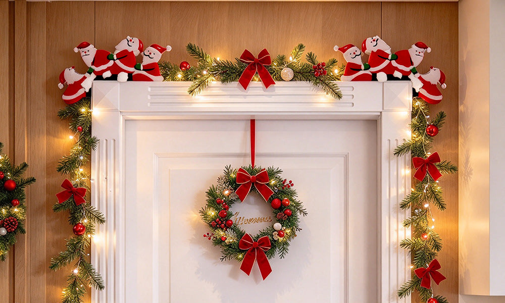 2 PCS Christmas Door Frame Decor Pair Penguin Santa Reindeer