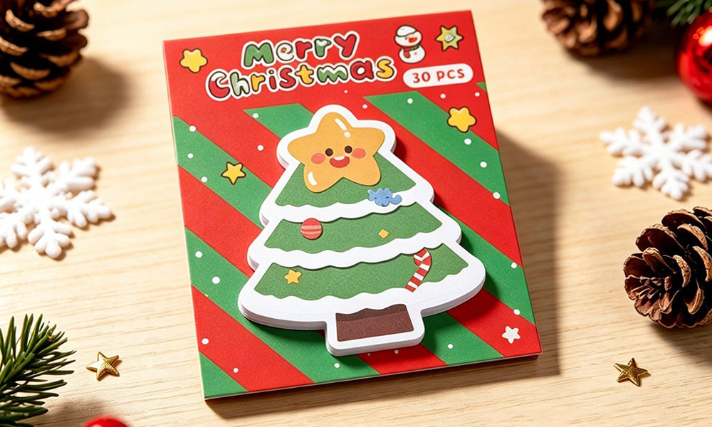 8/12 PCS Die Cut Christmas Sticky Notes with Repositionable Adhesive