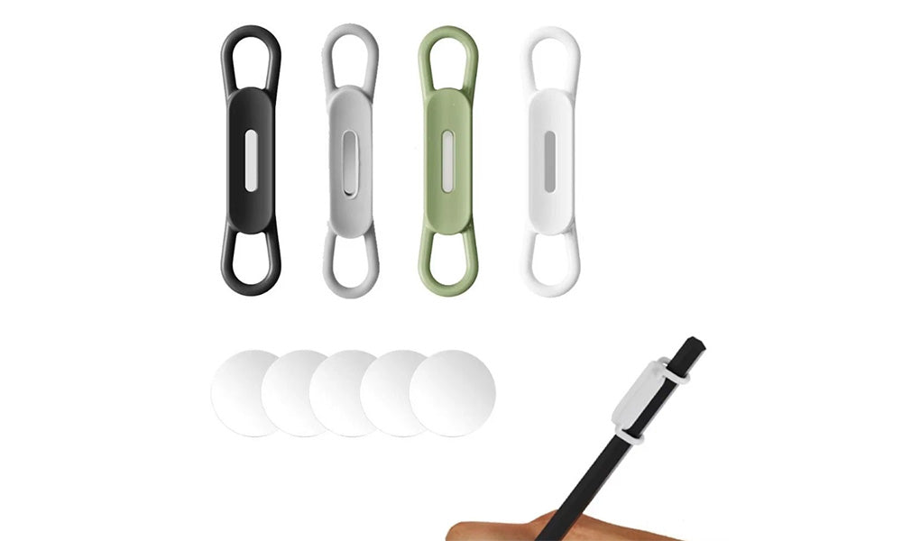 8 PCS Easy Attached Silicone Pen Holder Rings with Attraction Strips