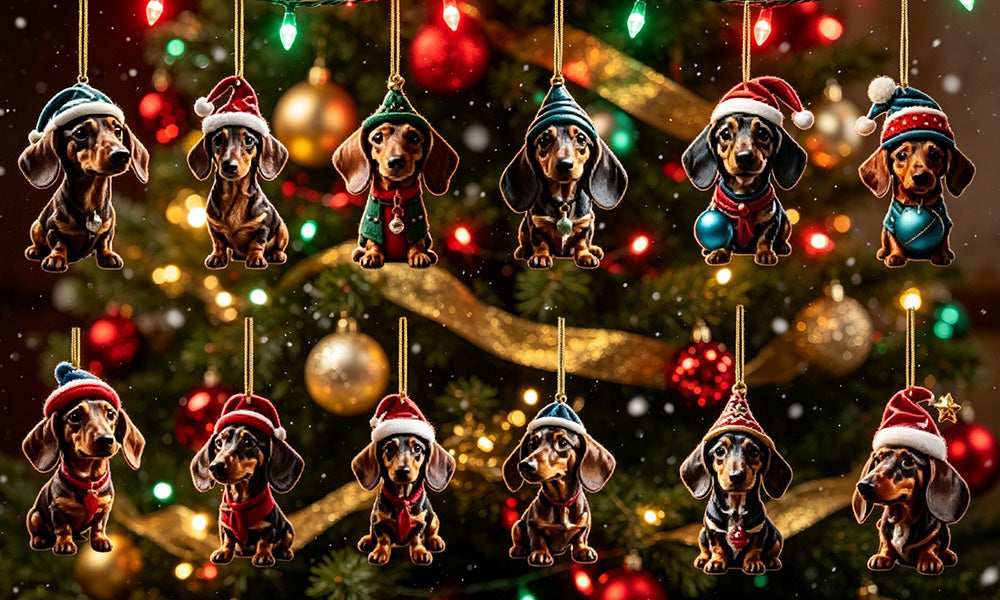 24 Day Christmas Advent Calendar Dachshund Acrylic Hanging Decorations