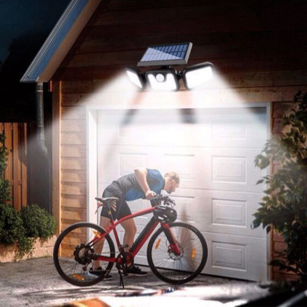 1Pc 3-Head Motion Sensor Solar Light Adjustable 100COB Spotlights