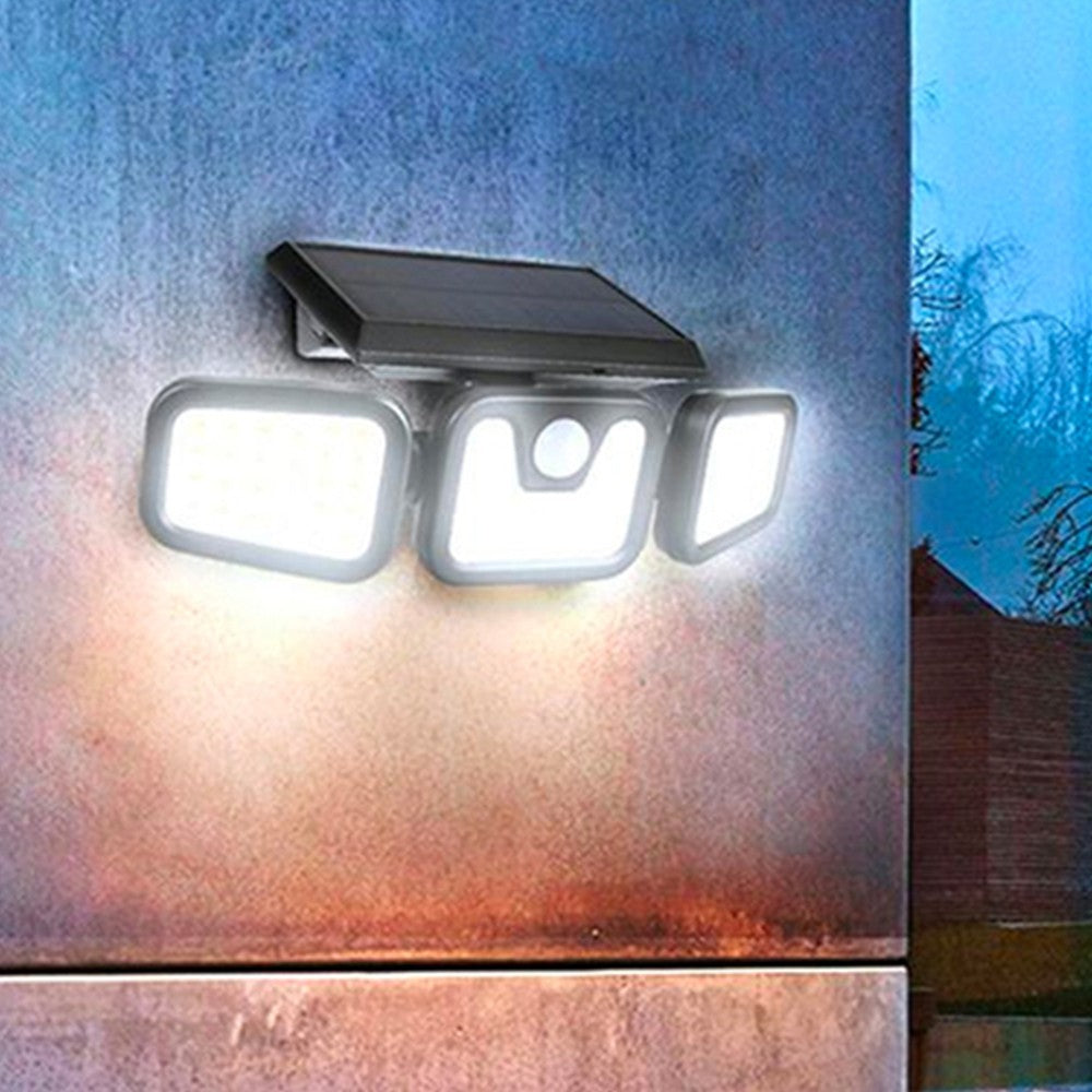 1Pc 3-Head Motion Sensor Solar Light Adjustable 100COB Spotlights