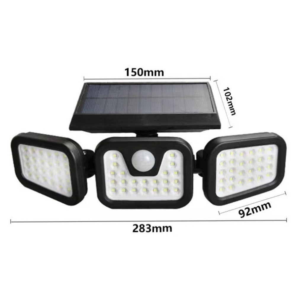 1Pc 3-Head Motion Sensor Solar Light Adjustable 100COB Spotlights