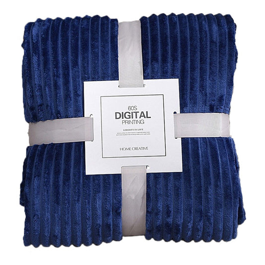 200x230cm Winter Warm Bedding Plush Blanket Sofa Throw Blanket - Dark Blue