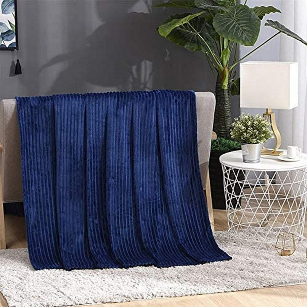 200x230cm Winter Warm Bedding Plush Blanket Sofa Throw Blanket - Dark Blue