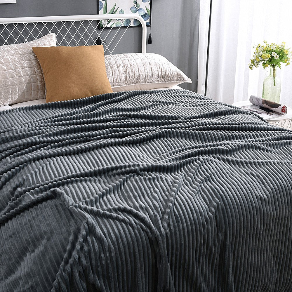 200x230cm Winter Warm Bedding Plush Blanket Sofa Throw Blanket - Dark Grey