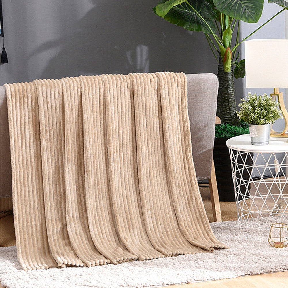 150x200cm Winter Warm Bedding Plush Blanket Sofa Throw Blanket - Khaki