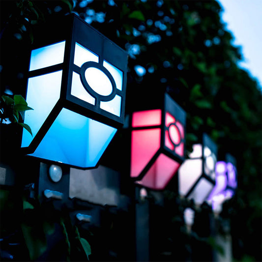 4Pcs Solar Wall Lamp Garden Fence Light Outdoor Decor Night Light - Colorful