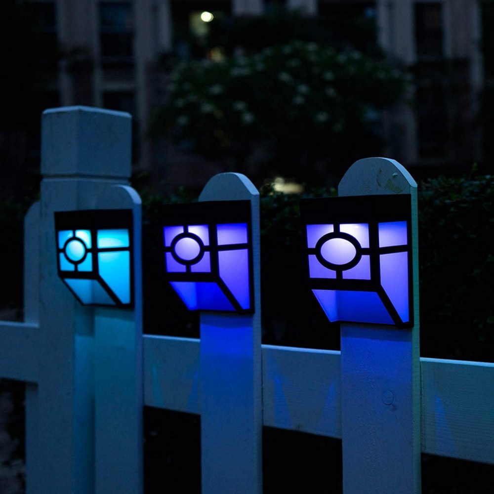 4Pcs Solar Wall Lamp Garden Fence Light Outdoor Decor Night Light - Colorful