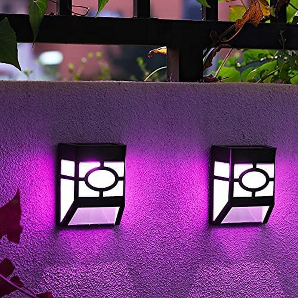 4Pcs Solar Wall Lamp Garden Fence Light Outdoor Decor Night Light - Colorful