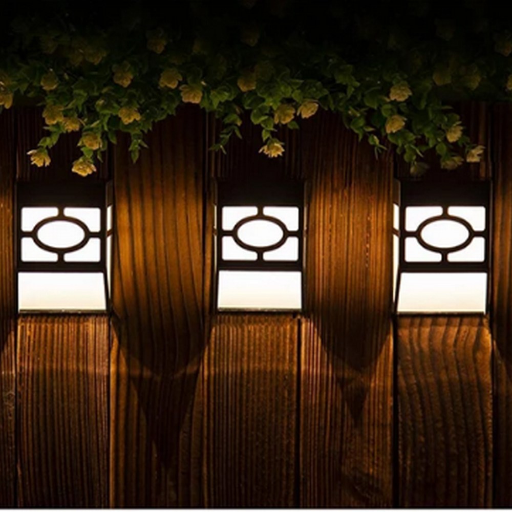 4Pcs Solar Wall Lamp Garden Fence Light Outdoor Decor Night Light - White Light