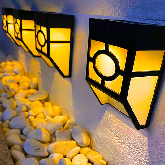 4Pcs Solar Wall Lamp Garden Fence Light Outdoor Decor Night Light - Warm Light