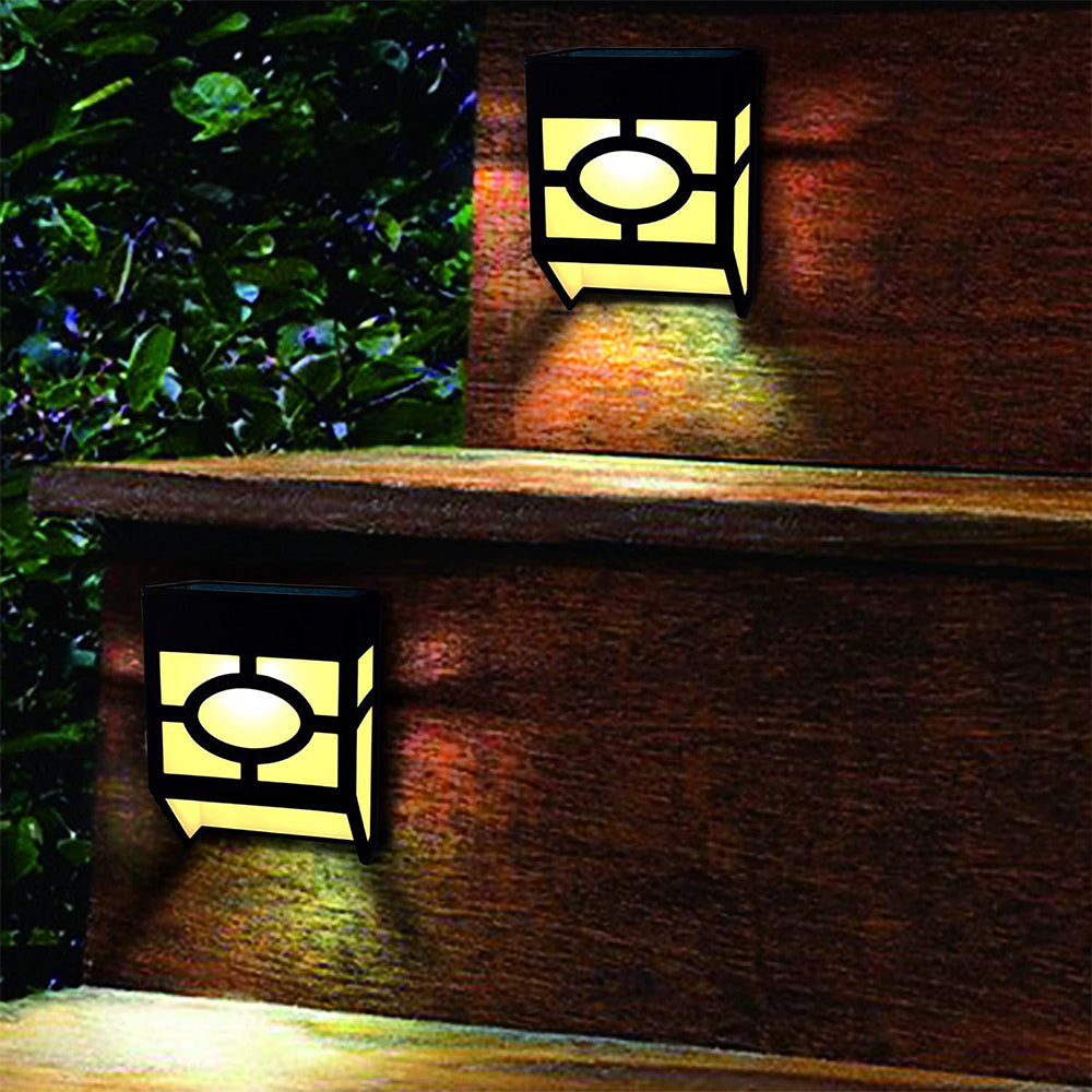 4Pcs Solar Wall Lamp Garden Fence Light Outdoor Decor Night Light - Warm Light