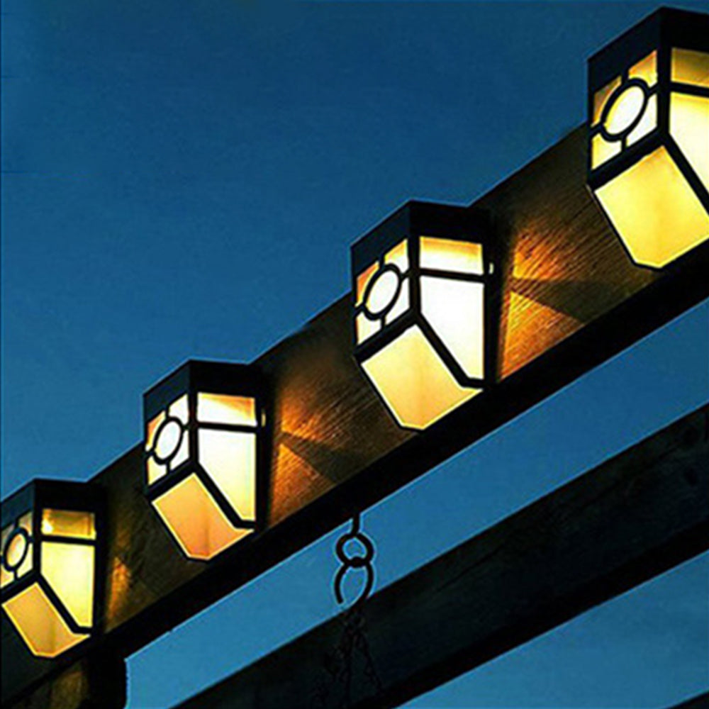 4Pcs Solar Wall Lamp Garden Fence Light Outdoor Decor Night Light - Warm Light