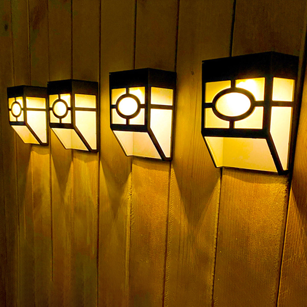 4Pcs Solar Wall Lamp Garden Fence Light Outdoor Decor Night Light - Warm Light