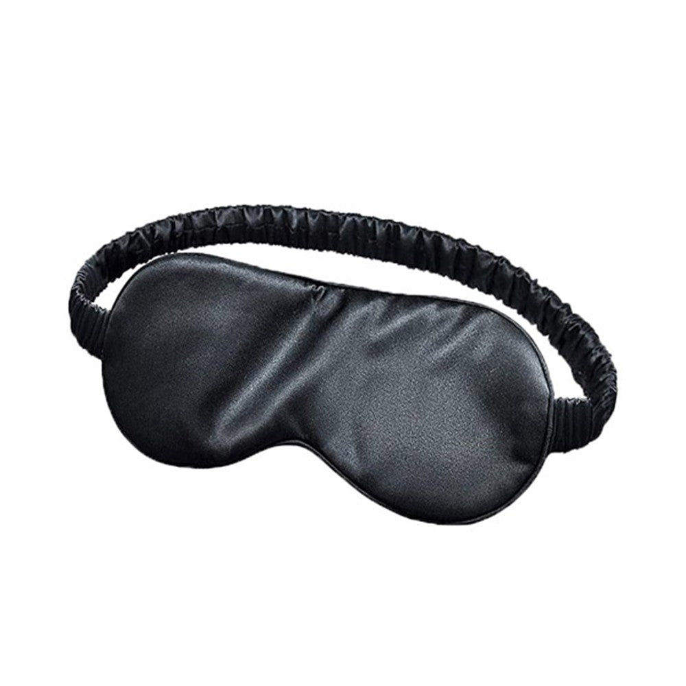 1Pc Pure Mulberry Silk Sleep Eye Mask Light Blocking Blindfold - Black