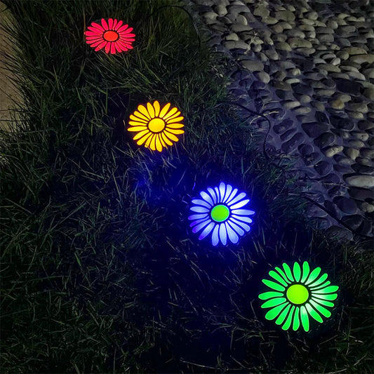 4Pcs Solar Daisy Landscape Lights Ground Light Patio Outdoor Garden Decor